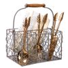 Antique Grey Metal Wire Kitchen 4 Compartment Cutlery Basket Caddy Storage Solution