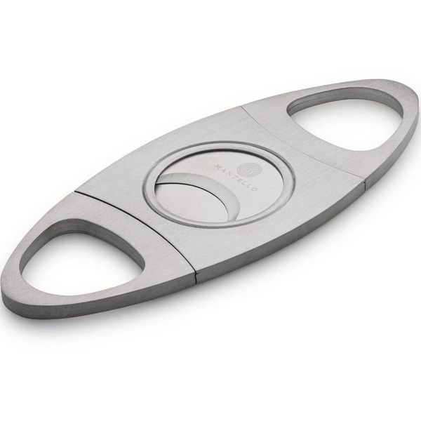 Mantello Cigars Stainless Steel Cigar Cutter- Large Premium Cigar Cutters - Cuts Up to 60 Gauge Cigar - Cigar Cutter Guillotine, Double Cut Blade in Gift Box