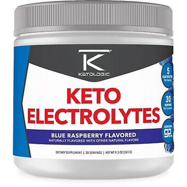Ketologic Keto Electrolyte Powder (Blue Raspberry) 30 Servings - Sugar-Free
