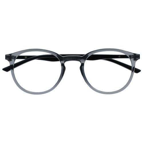 Opulize Met - Reading Glasses Blue Light Blocking Slim Round Frame Spring Hinges Improve Sleep Computer Gaming Anti-Reflective Transparent Grey Mens Womens B60-7 +2.00