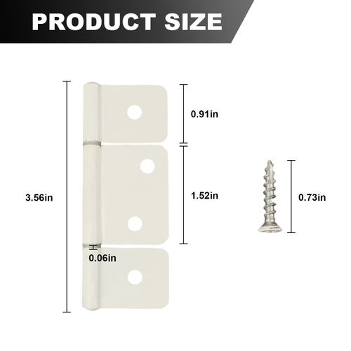 Three Leaf Non Mortised Hinge for Mobile Home & RV Interior White Bifold Butt Cabinet Hinges with Screws for Furniture Windows Cupboard Etc-4 Pack