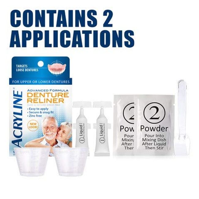 Acryline Advanced Formula Denture Reliner - Refit and Tighten Dentures/for Both