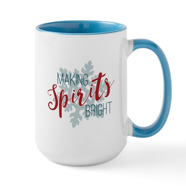 CafePress Making Spirits Bright Large Mug 15 oz (444 ml) Ceramic Coffee Mug
