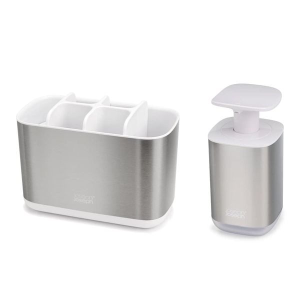 Joseph Joseph 70551 Toothbrush Stand, Soap Dispenser, Bathroom, Beauty, 2-Piece Set