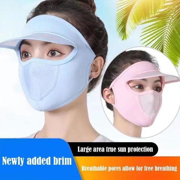 Sunblock Mask Summer UV Protection Ice Silk Mask UV Protection Face Cover Veil Brim Included Outdoor Cycling Hat