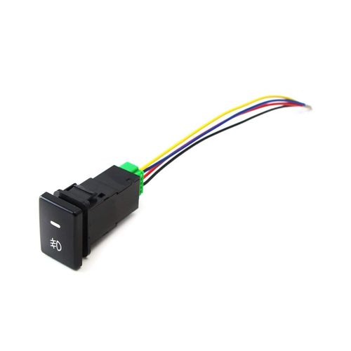 iJDMTOY (1) Factory Style 4-Pole 12V Push Button Switch w/LED Background Indicator Lights Compatible with Fog Lights, DRL, LED Light Bar, etc (200 Series Toyota, 33x22mm)