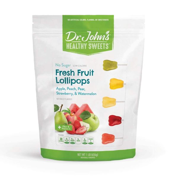 Dr. John’s Sugar Free Candy, Healthy Lollipops with Zero Sugar, Low Calorie Snacks, Keto Friendly Hard Candy Sweets, Fresh Fruit Tooth, 60 Count, 1 LB