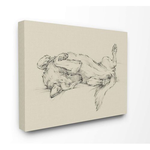 Stupell Industries Dog Napping Animal Pet Drawing Canvas Wall Art, 36 x 48, D...