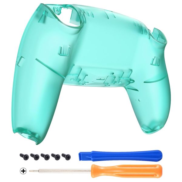 eXtremeRate Emerald Green Custom Back Plate Bottom Shell Compatible with p s 5 Controller, Replacement Back Shell Cover Compatible with p s 5 Controller