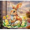 SUNCATCHER- Rabbit & Chicks- 8"x8" Plastic Garden Decor, Perfect for Easter