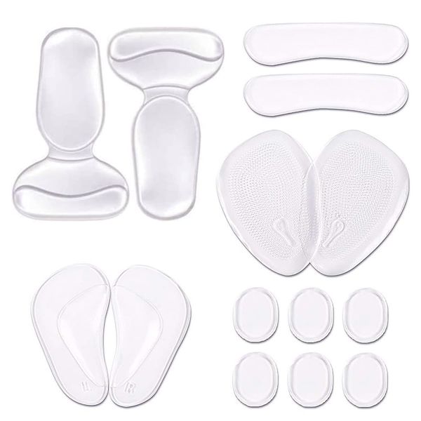 DRERIO 14 Pcs Heel Cushion Pads Shoe Heel Inserts for Shoes Silicone Shoe Pads Gel Heel Grips Adhesive Shoe Pads for Too Big Shoes Transparent Heel Insole Heel Cushions & Cups for Women and Men