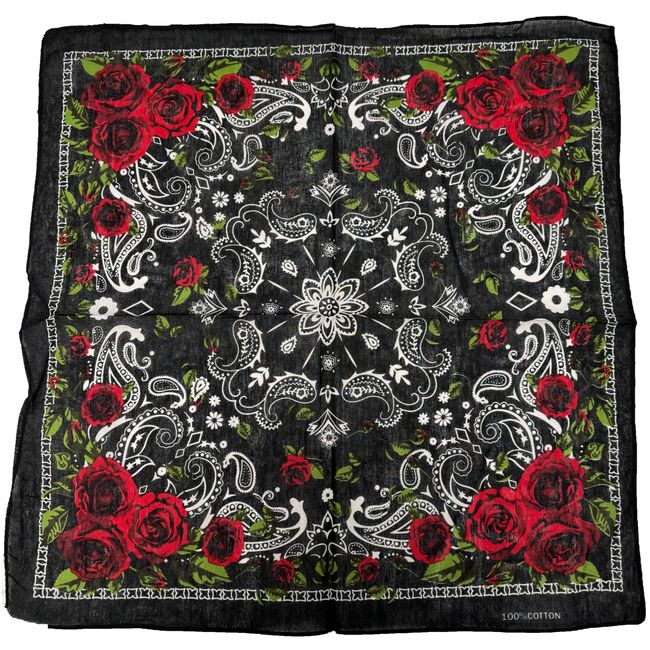 Zac's Alter Ego Alternative Red Roses & Paisley Print Bandana