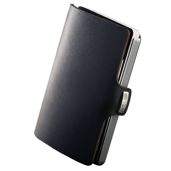 I-CLIP, Unisex, Original Slim Wallet Leder Geldbörse - Premium Portemonnaie - Kartenetui - Black - Kreditkartenetui mit Geldklammer - Soft Touch, RFID-geschützt, Black