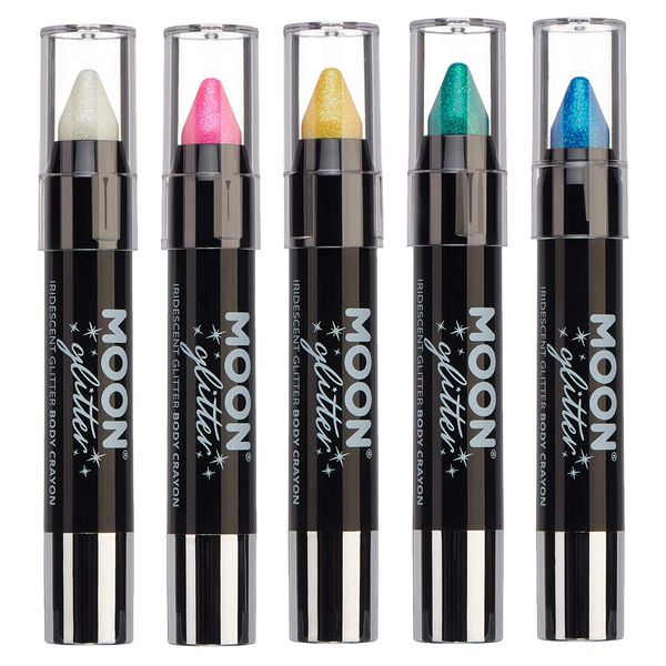 Moon Glitter - Body Crayon Pen with Iridescent Glitter - 3.5g - Set of 5 Colours