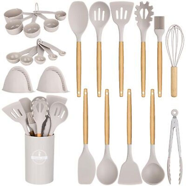 24 Pcs Kitchen Cooking Utensils Set,446°F Heat Resistant Non-Stick Silicone K...