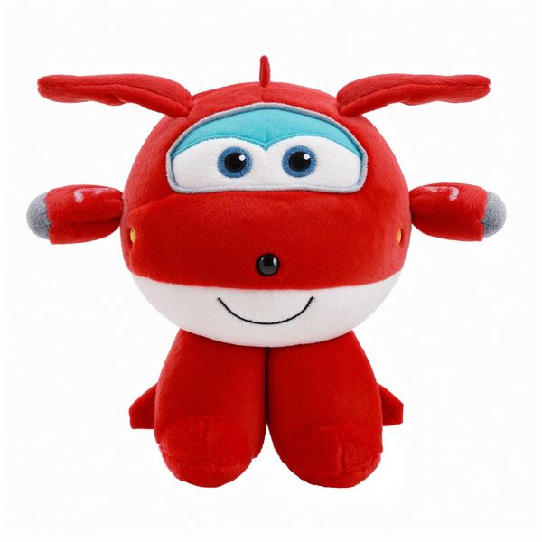 Super Wings 7" Jett Plush, Soft Cuddly Plushies, Premium Plush Toys for Toddlers & Children, Kids Toys for Boys and Girls Ages 0+, Gifts for Christmas, Birthday, Preschool Play, Red