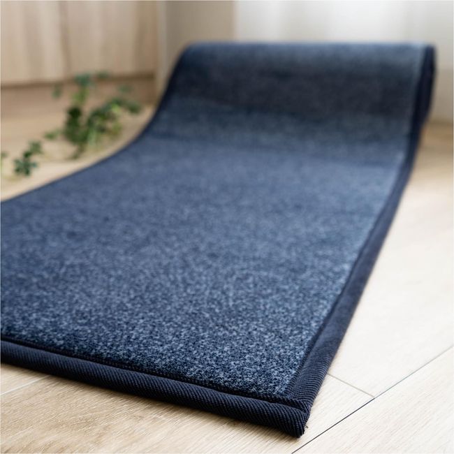 Sayansayan Discharge Dyeing Rug, Cure, Kitchen, Long Mat, Anti-Slip, 17.8 x 70.9 inches (45 x 180 cm), Navy