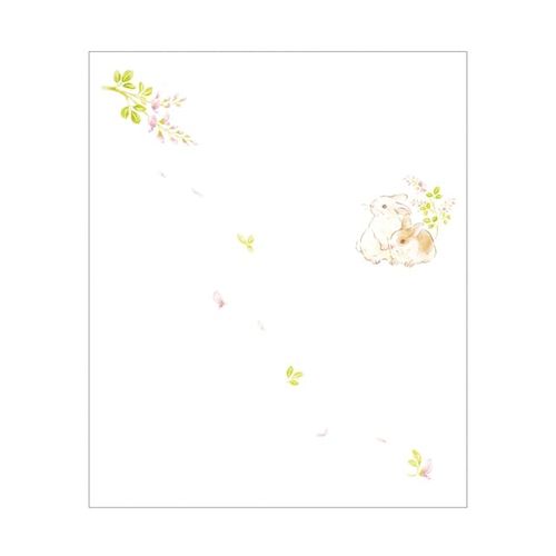 Kamiiso SAIEN No. 3060 Lucky & Butsu Kaishi, Hagi Ni Rabbit, 6.9 x 5.7 inches (175 x 145 mm), Pack of 20