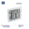 BG Electrical FPC42 Screwless Flat Plate Double Light Switch, Polished Chrome, 2-Way, 10AX