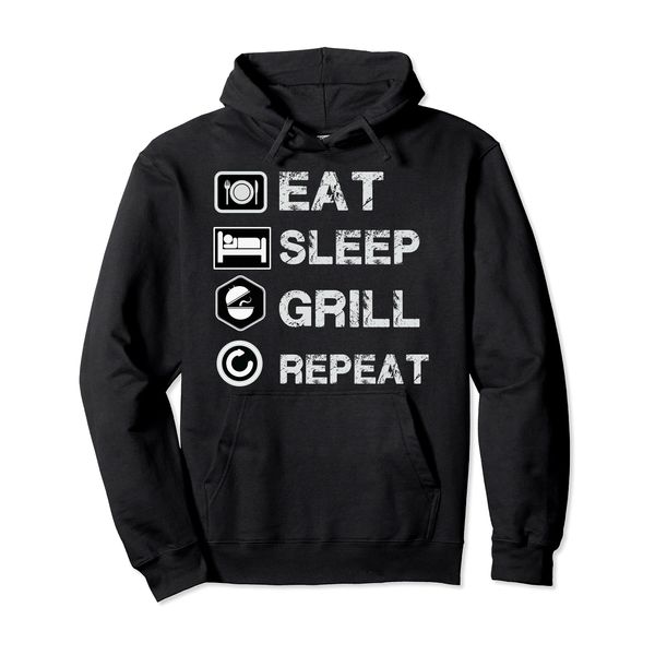 Eat Sleep Grill Barbecue Repeat Funny Grilling BBQ Pullover Hoodie