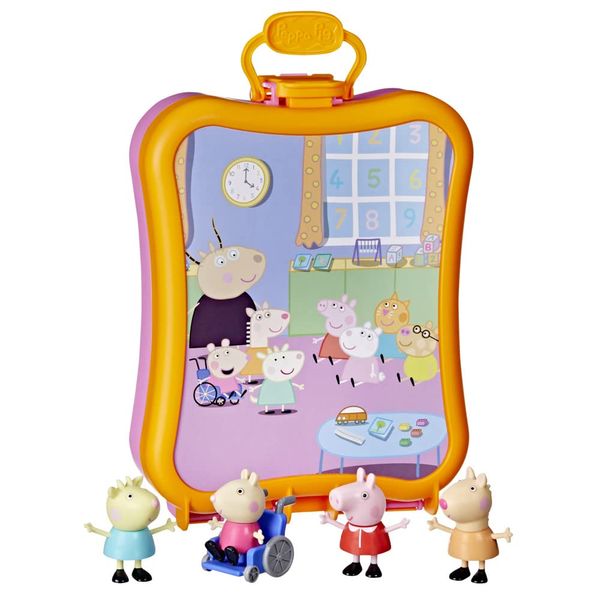 Peppa Pig Peppa's Club Friends Carrying Case Playset, Includes 4 Figures, Preschool Toys, Kids Toys for 3 Year Old Girls and Boys and Up