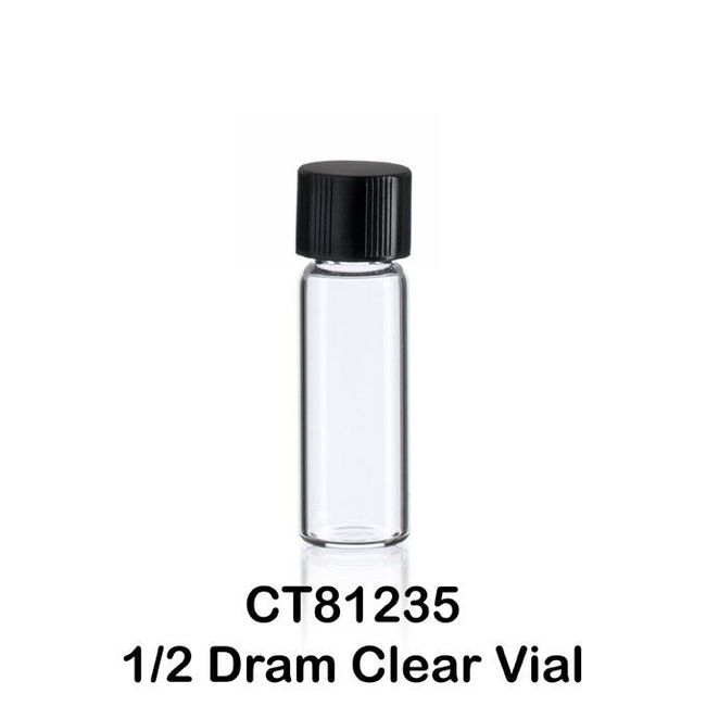 100 Clear Glass Vials w/ Screw Caps 12 x 35 mm 1/2 Dram 1/16 Oz., 1.9 ml