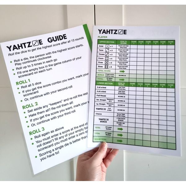 Austin Commerce 2x Reusable Yahtzee Score Sheets Laminated Dry Wipe XL A4 Large