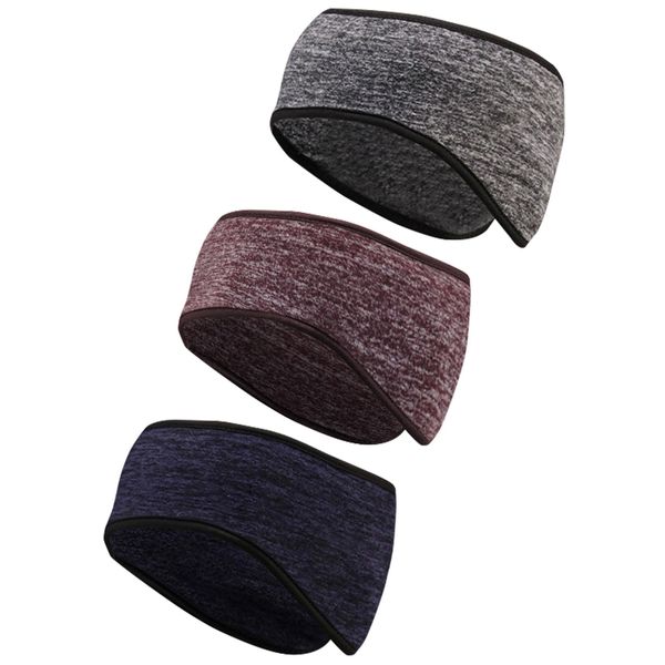 UILYNIU 3 Stück Fleece Ohrenwärmer Stirnband für Damen Frauen, Laufstirnband Winter Ohrenwärmer mit Pferdeschwanzloch, Sport Stirnbänd Ohrenschutz Headband für Outdoor (Multicolore)