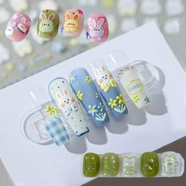 Nail Art 5D Cute Rabbit Bear Thick Embo Sticker (WBCC7B3)