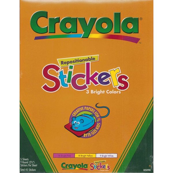 Crayola Repositionable Stickers for Inkjet Printers - 5 Sheets, 45 Stickers