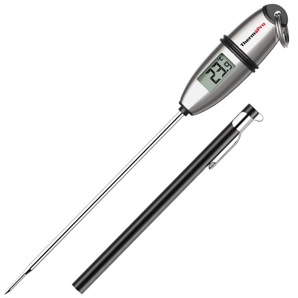 ThermoPro TP02S Digital Meat Thermometer, Instant Read Thermometer for Air Fryers Cooking, 13.5cm Temperature Probe with Tip Cover, Auto-Off and Non-Slip Ring, Ideal for Cooking BBQ Sugar Jam Kitchen