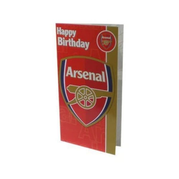 Arsenal F.C. AS036 Die-Cut Asenal Crest Birthday Card, Multi-coloured, 228mm x 124mm