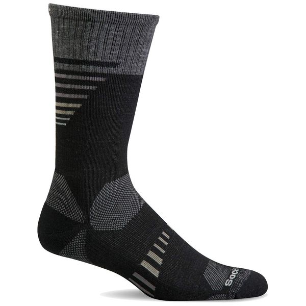 Sockwell Men's Ascend II Crew Moderate Compression Sock, Black - M/L