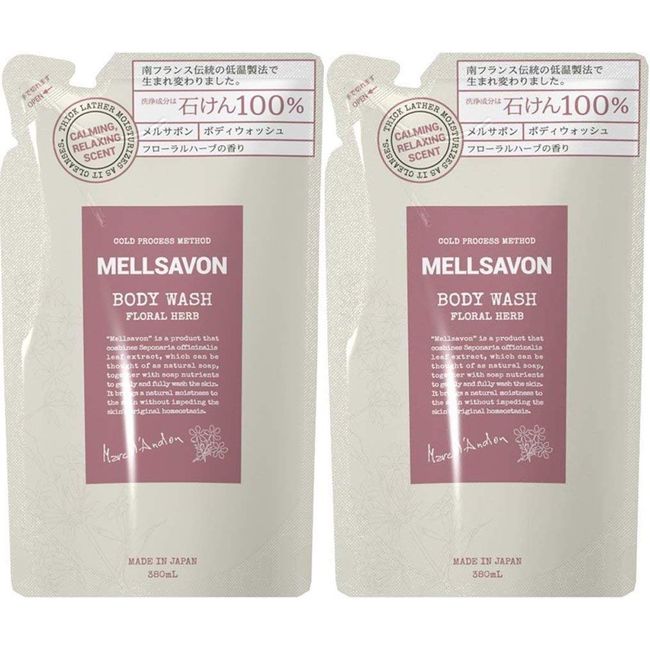 MELLSAVON Body Wash, Floral Herb Refill, Set of 2 (380 ml)