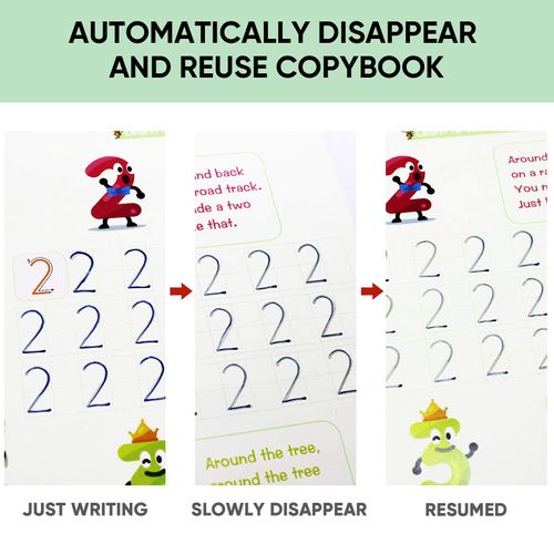 4 PCS Reusable Grooved Handwriting Workbooks for Kids, Preschool Magic Grooved Practice Copybook, Groove Writing Practice Book Ages 3-5, 6-7 Children