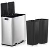 2×8 Gal Dual Trash Can Double Compartment Trash Garbage Can for Kitchen Silver