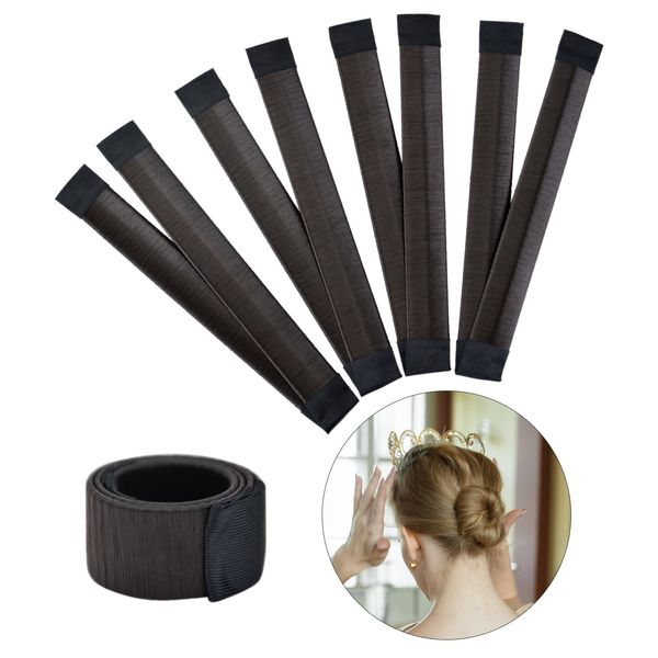 Magic Bun Makers 4 Pcs, Professional Hair Bun Maker-Donut Hair- Perfect Hair Bun Maker-Ballet Bun Maker-Easy Bun Hair Tool-Kids Ballerina Bun-Shaper Bun Hair Tool (Dark Brown)