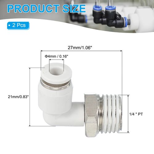PATIKIL Push to Connect Fitting, 10 Pack Pneumatic Air Elbow Quick Connector 1/4"PT Male Thread x 4mm Tube 90 Degree Connect Tubing Elbow Air Tube Fitting Pneumatic Quick Adapter, White