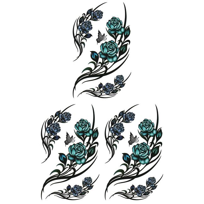 KING HORSE hm341 Tattoo Sticker Flower [Regular Size, Pack of 3], hm341-3