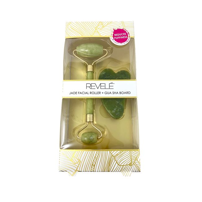 Revele Jade Facial Roller + Gua Sha Board