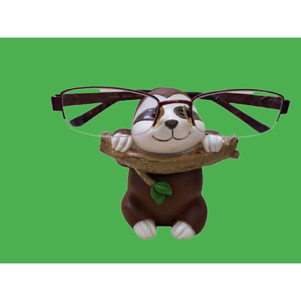 Optipets Novelty Sloth Glasses Holder Specs Stand Spectacles Holder Holds Any Size Reading Glasses Sunglasses Adults Or Kids Brown With Multicoloured Rug Stand Is Weighted