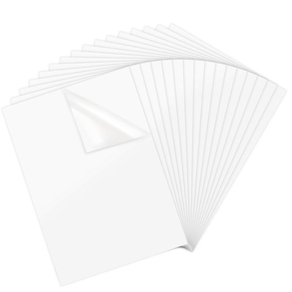 Sticker Paper for Printer A4, 30 Sheets White Printable Vinyl Sticker Paper, Waterproof Printable Sticky Labels for Inkjet & Laser Printers