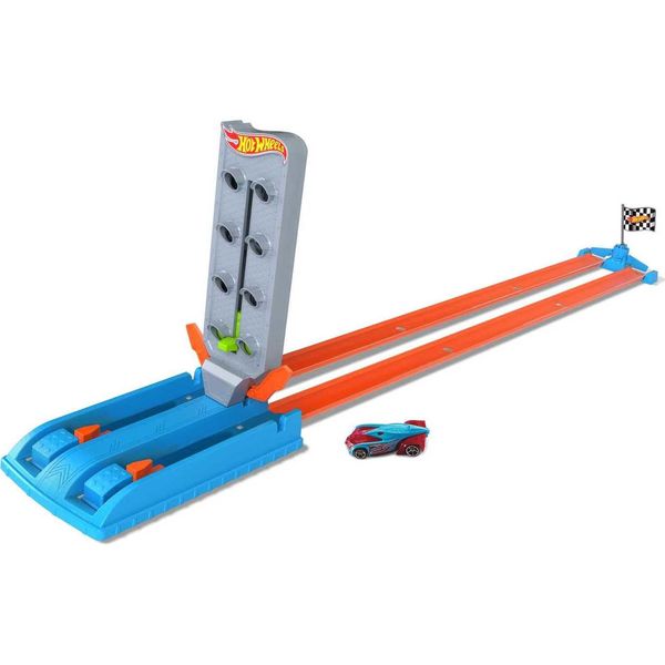 Hot Wheels Toy Car Track Set, Drag Strip Champion Playset & 1:64 Scale Car, Head-to-Head Racing, Connects to Other Sets