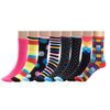 Silky Toes Women's Crew Designed Fun Socks, 8 Pairs (DotsNStripes)
