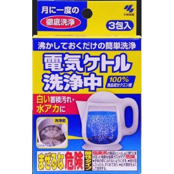 Kobayashi Pharmaceutical Cleaning Electric Kettle Set of 3 Packets x 10 Pieces (Cleaning Thoroughly Once a Month), Easy to Clean Just Boil