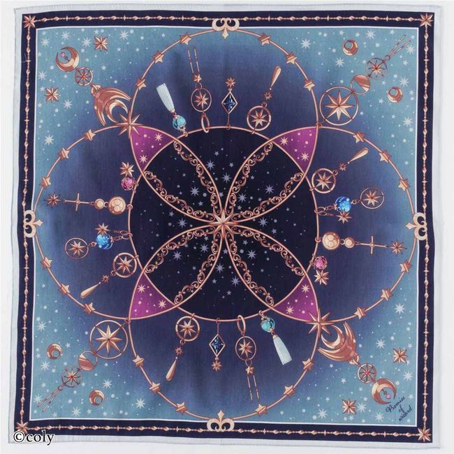 [Wizard's Promise] Enchanted by the Enchanted Foaming Night Print Handkerchief, Approx. 20.5 inches (52 cm), 000331-0003-01