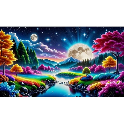 Ekuxom Large Diamond Art Kits for Adults, Moon Diamond Painting Kits for Adults, Full Round Big Diamond Art Paint by Diamonds Wall Art Decor 27.5x15.7 inch