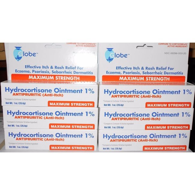 Hydrocortisone Ointment 1% Maximum Strength 1oz Tube - Pack of 6 - Exp 04-2025