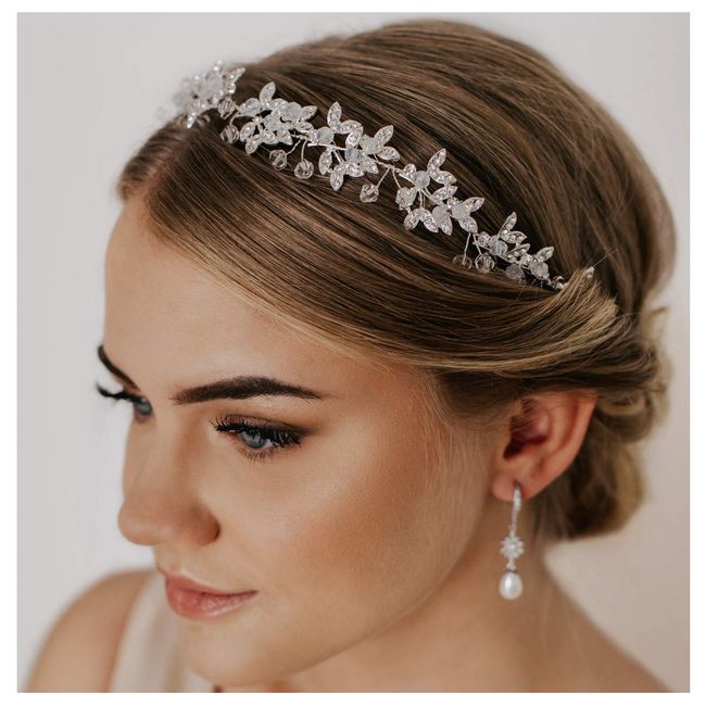 SWEETV Silver Rhinestone Wedding Headband Tiara Crystal Headpiece Bridal Hair Accessories for Bride Women