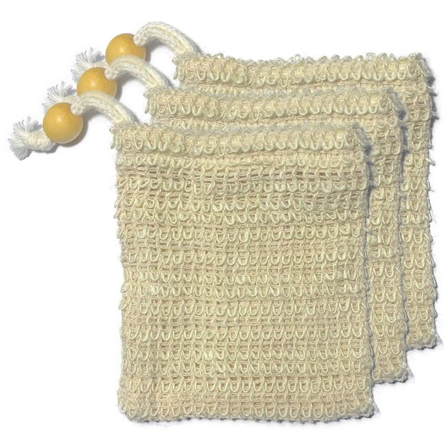 Sisal Fiber Woven Soap Saver Bag - Exfoliating Bar Soap Scrubber